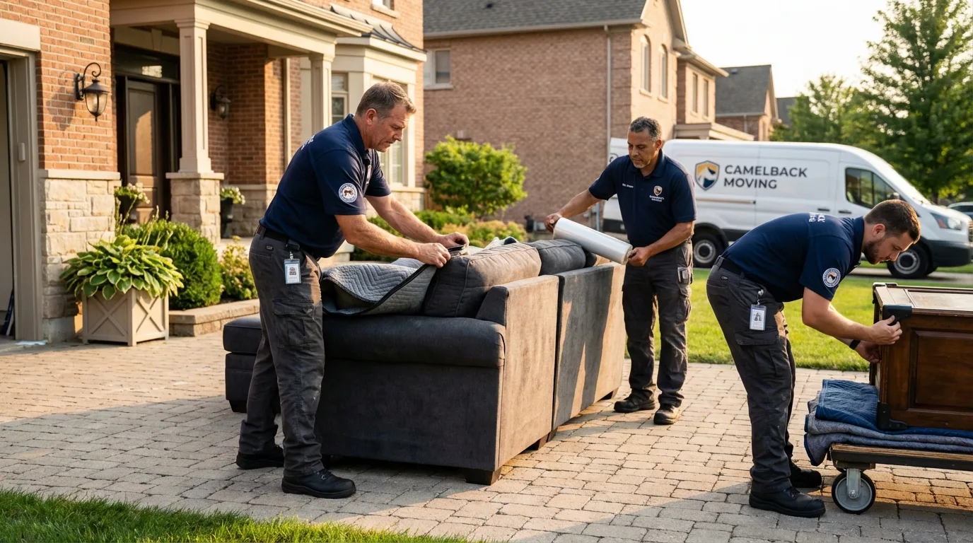 Large estate moving crew wrapping furniture in Cuba, MO